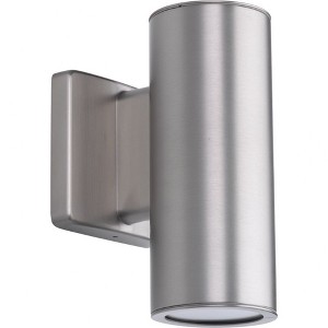 Progress Lighting Cylinders 2-Light LED Wall Lantern, Satin Nickel, Aluminum, Antique Bronze Shade - 1 of 4