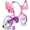 Weize Kids Bike, 14 16 Inch Girls Bicycle for Age 3-7 Years Old, Carbon Steel Frame Bikes with with Adjustable Seat, Training Wheel, and Doll Seat - 4 of 4