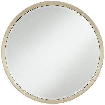 Noble Park Le'Maille Round Vanity Decorative Wall Mirror Modern Beveled Glass Shiny Soft Gold Wood Frame 32" Wide for Bathroom Living Room Home Office
