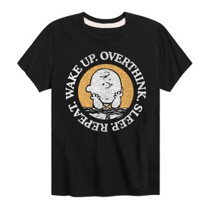 Boys' - Peanuts - Wake Up Overthink Sleep Repeat Short Sleeve Graphic T-Shirt - 1 of 4