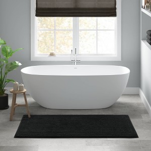 MAYEERTY Black Cotton Brown Bath Rug for Bathroom - 1 of 4