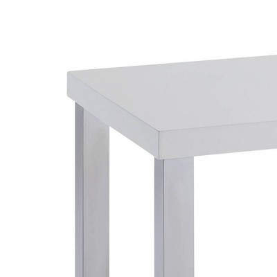Harta 22'' White High Gloss and Chrome End Table