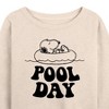 Women's - Peanuts - Snoopy's Pool Day Lightweight French Terry Wide Neck Long Sleeve Shirt - 2 of 4