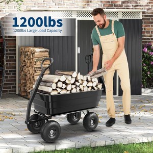 Poly Dump Cart - Heavy Duty 1200lbs Garden Cart with Quick-Release Dumping 13" Tires, Utility Wagon for Yard Work, Landscaping, Gardening - 1 of 4