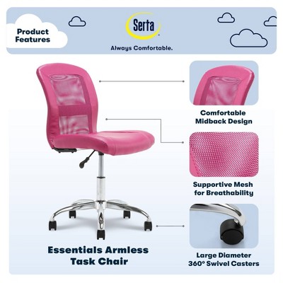 Pink Faux Leather Mesh Swivel Task Chair
