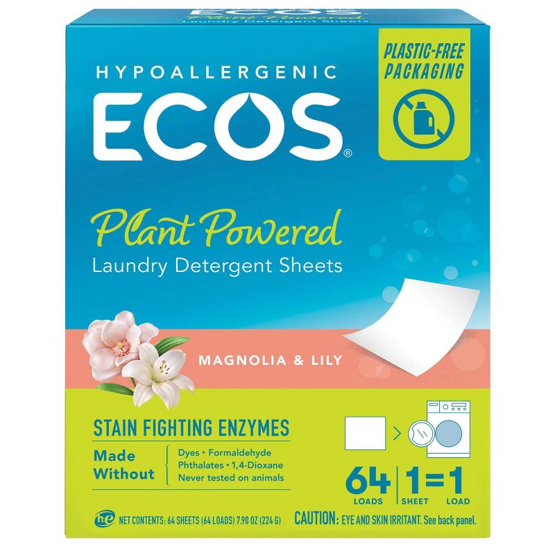 ECOS Plastic-Free Laundry Detergent Sheets - 7.9oz/64 Loads, 1 of 13