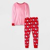 Toddler Girls' 2pc Hello Kitty Snuggly Soft Pajama Set with Socks - Pink - 2 of 4