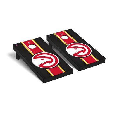 NBA Atlanta Hawks Premium Cornhole Board Onyx Stained Stripe Version