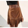 Women's Fringe Mini Skirt with Studs Denim A-Line Short Skirt Casual Boho Beach Party Skirt - 3 of 3