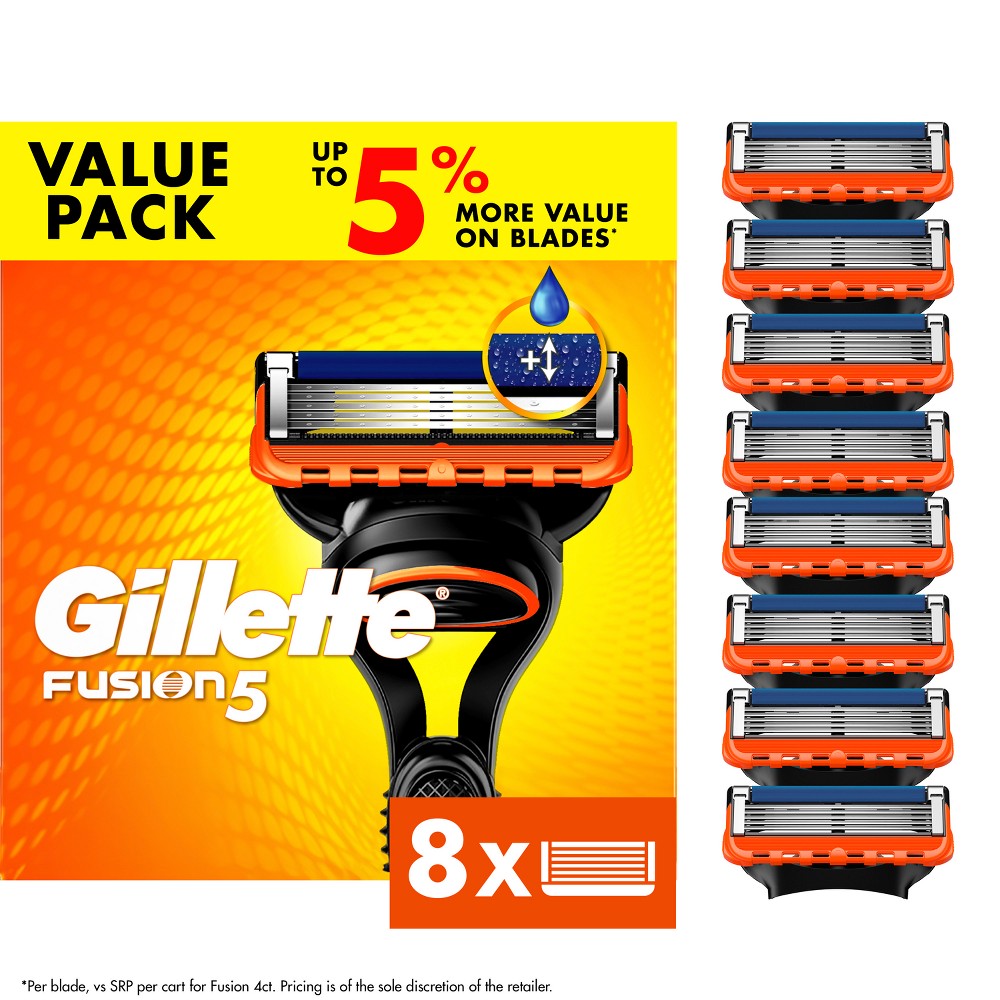Gillette Fusion5 Men's 5-Blade Razor Refills - 8ct: All Hair Types, Face Application