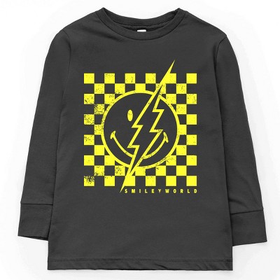 The Juniper Shop SmileyWorld Checkered Lightning Distressed Youth Long Sleeve Tee