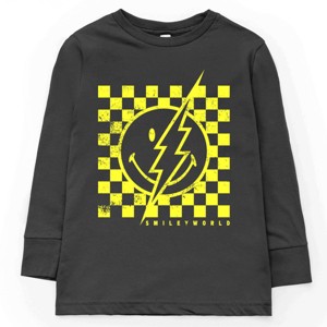 The Juniper Shop SmileyWorld Checkered Lightning Distressed Youth Long Sleeve Tee - 1 of 4