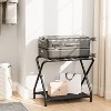 Luggage Rack, Folding Suitcase Stand with Fabric Storage Shelf for Guest Room, Bedroom, Hotel, Holds up to 100 lb, 27 x 15.3 x 22 Inches,Black - 3 of 4