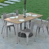 Emma and Oliver Indoor/Outdoor Dining Table with Umbrella Hole, 30" x 60" Rectangular All Weather Poly Resin Top and Black Steel Base - 3 of 4