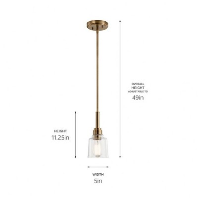 Aivian 5" Mini Pendant Light in Weathered Brass with Clear Glass