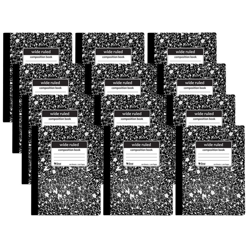 C-Line® Composition Notebook, 100 Page, Wide Ruled, Black Marble, Pack of 12, 1 of 4