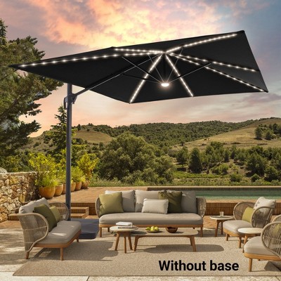 Sonkuki 11.5×9FT Offset Outdoor Solar LED Patio Aluminum Cantilever Umbrella with Infinite Canopy Angle Adjustment
