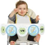 Big Dot of Happiness Baby Boy Dinosaur 1st Birthday Highchair Decor - I Am One - First Birthday High Chair Banner