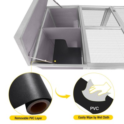 Gray Wooden Outdoor Hutch with Mesh Panels for Small Animals