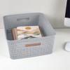 Sterilite 14'' x 11.5'' x 5'' Rectangular Weave Pattern Short Basket with Handles for Bathroom, Laundry Room, Pantry, & Closet, Cement (12 Pack) - 3 of 4