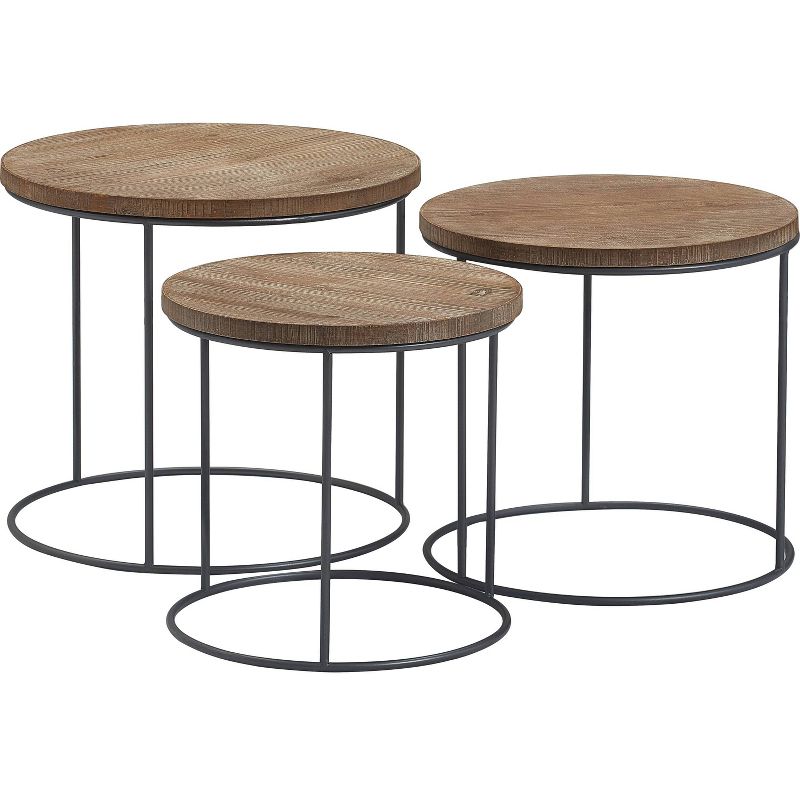 Set of 3 Berkshire Distressed Wood Nesting Side Tables Distressed Wood - Finch, 4 of 15