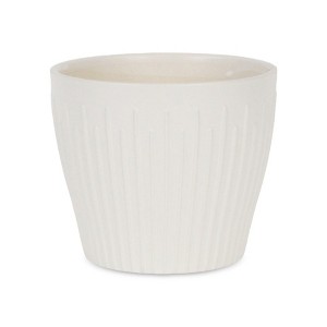 Cheung's Currula Tapered Vertical Bar Pattern Ceramic Pot - Large - White - 1 of 3