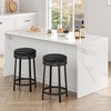 WhizMax 24'' Swivel Bar Stools with Footrest, Counter Height Barstools with PU Leather Upholstered and Metal Frame, Backless Round Bar Stools, Black - 4 of 4