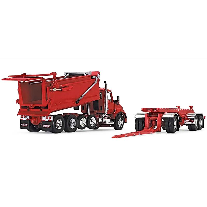 Kenworth T880 Quad-Axle Dump Truck and Rogue Transfer Tandem-Axle Dump Trailer Viper Red 1/64 Diecast Model by DCP/First Gear, 4 of 6