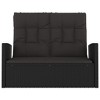 Garden Bench Black Poly rattan 3 Seater Adjustable ArmrestsvidaXL - 3 of 4