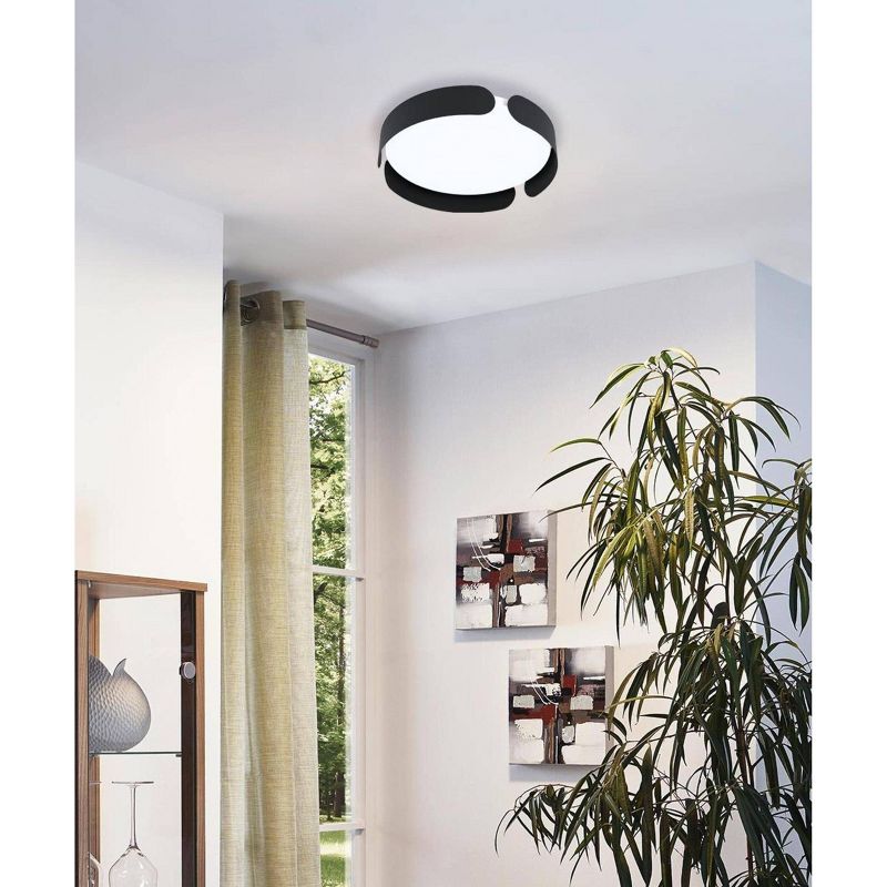 1-Light Valcasotto Integrated LED Ceiling Light Black Finish with White Acrylic Shade - EGLO, 3 of 5