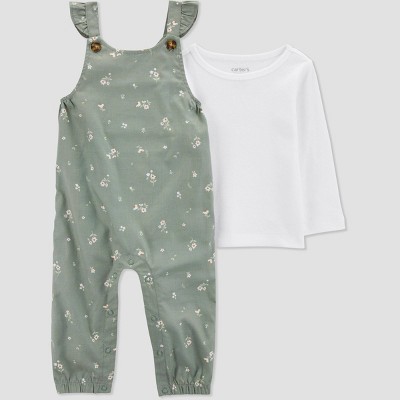 Carter's Just One You® Baby Girls' Floral Overalls - Green