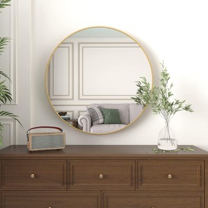 DOMETOUR 32 Inch Metal Framed Round Bathrrom Mirror for Wall - 1 of 4