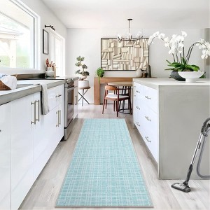 Washable Area Rugs, Modern Plaid Printed Indoor Floor Carpet with Non-Slip Backing, Contemporary Accent Carpet, Stain-Resistant Soft Low Pile Rugs - 1 of 4