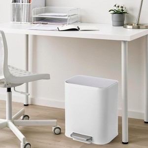 Kitchen Trash Can with Lid, Stainless Steel Garbage Can with Foot Pedal & Removable Inner Bucket, Rectangular Step On Waste Bin - 1 of 4