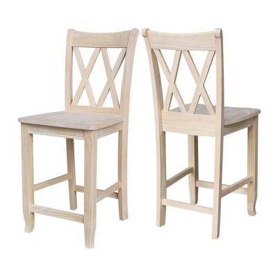 Eco-Friendly Parawood 24" Swivel Double X-Back Barstool - Unfinished