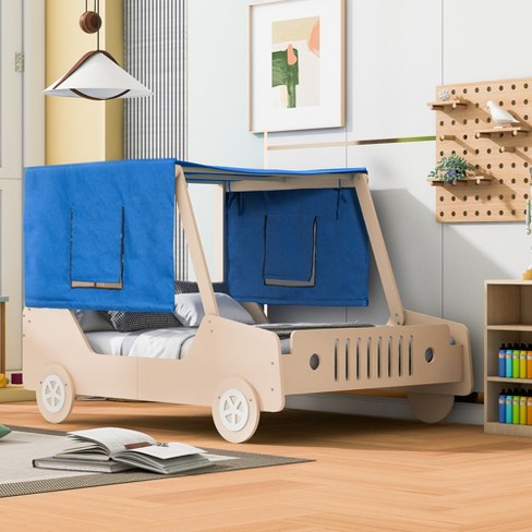 Full Size Car Shaped Bed With Tents, Natural 4w - Modernluxe : Target