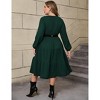 Clearlove Plus Size Women's Casual Knit Long Sleeve Swing Dress with Belt - 4 of 4