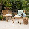 GDFStudio Baia Outdoor Acacia Wood Dining Chairs with Cushion (Set of 2) - 2 of 4