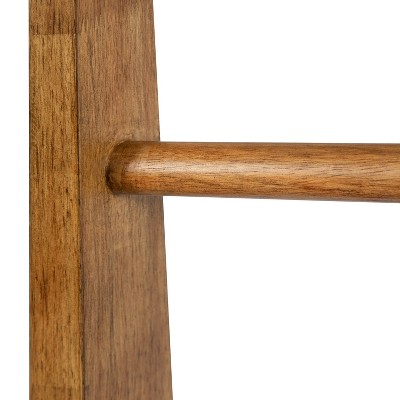 Rustic Brown Solid Wood Ladder Shelf with Two Tiers