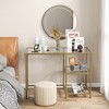 Tangkula Computer Desk Tempered Glass Workstation Vanity Table w/ 2-Tier Storage Shelves - 4 of 4