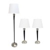 Elegant Designs 3pk Malbec Lamp Set (2 Table Lamps and 1 Floor Lamp) Black: Modern Cotton Shade, UL Listed, 1-Way Switch - 3 of 4