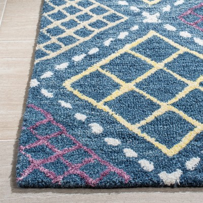 Hand-Tufted Blue Wool Rectangular Area Rug