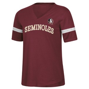 NCAA Florida State Seminoles Women's Mesh Trim V-Neck T-Shirt - 1 of 3
