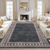 Modern Area Rug Washable Geometric Rug with Non-Slip Backing Contemporary Bordered Floor Cover Low Pile Indoor Mat for Living Room Bedroom Office - 2 of 4