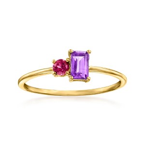 RS Pure by Ross-Simons 0.20 Carat Amethyst and .10 Carat Rhodolite Garnet Ring in 14kt Yellow Gold - 1 of 4