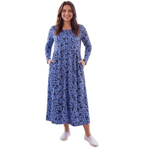 Woman Within Long-Sleeve Button-Front Knit Dress