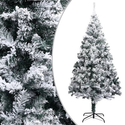 vidaXL Artificial Christmas Tree with Flocked Snow Green 8 ft PVC