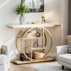 Gulches Industrial 4-Tier Console Table, Circle Base, White & Gold, 41.3", Sofa/Entryway/Hallway Accent Table with Storage - 2 of 4