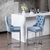 Okak Counter Bar Stools Set of 2, Modern Velvet Upholstery with Button Tufting & Rivet Trim, Brushed Nickel Metal Base for Kitchen Island - 4 of 4