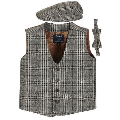 Gioberti Kids and Boys 3pc Tweed Vest with Matching Cap and Bow Tie - image 1 of 4